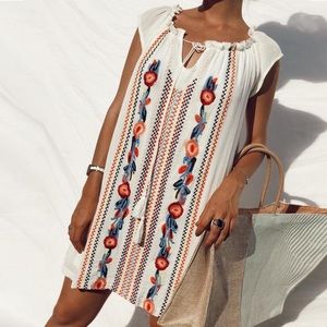 Casual Notched Neck Print Mini Dress